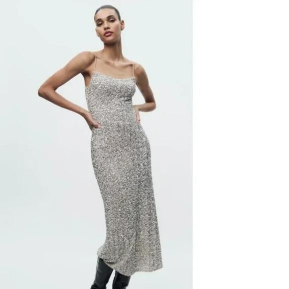 ZARA SEQUIN SLIP DRESS ZW COLLECTION - Picture 1 of 8